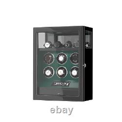 LCD Fingerprint Cabinet Automatic 6 Watch Winder With Watch Storage Display Case