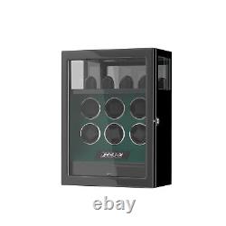 LCD Fingerprint Cabinet Automatic 6 Watch Winder With Watch Storage Display Case