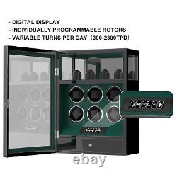 LCD Fingerprint Cabinet Automatic 6 Watch Winder With Watch Storage Display Case