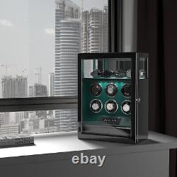 LCD Fingerprint Cabinet Automatic 6 Watch Winder With Watch Storage Display Case