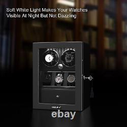 LED Automatic Rotation 2+3 Watch Winder Box Display Case Storage Box Queit Motor