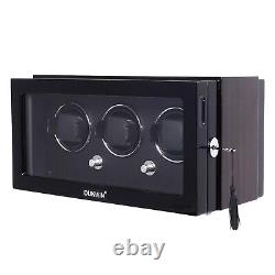 LED Light Automatic Rotation 3 Watch Winder Display Case Storage Box Queit Motor