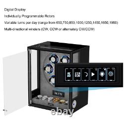 LED/RGB Automatic 6 Watch Winder Fingerprint 6 Watches Storage Display Case Box