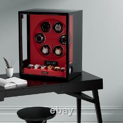 LED/RGB Automatic 6 Watch Winders Fingerprint +6 Watch Storage Display Case Gift