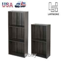 LHYWEHE 2 or 3 Tier Solid Wood Bookshelf Bookcase Storage Cabinet Display Case