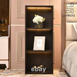 LHYWEHE 3 Tier Solid Wood Furniture Bookshelf Bookcases Storage Cabinet Display