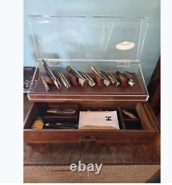 LUXURY Knife Display Case Showcase Cabinet Wood Pocket Knives Box Leather Lining