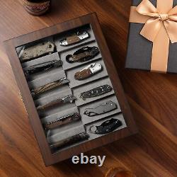 LUXURY Wood Knife Display Case Vintage Style Storage Cabinet Wrist Watch Box New