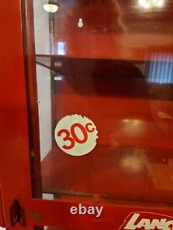 Lance Store Display case, Red, Glass is not cracked, Metal shelves, Door opens