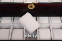 Large 10 + 10 20 Wrist Watch Display Storage Case Box Chest Ebony Coromandel