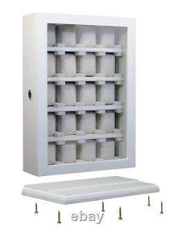 Large 20 Wrist Watch White Wood Storage Display Wall Cabinet Box Case Chest