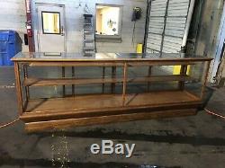 Large Antique Oak Wood & Glass General Store Display Case or Showcase Restored