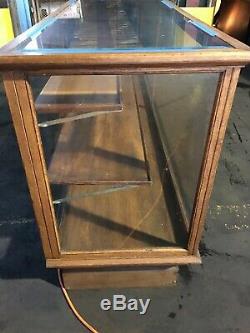 Large Antique Oak Wood & Glass General Store Display Case or Showcase Restored