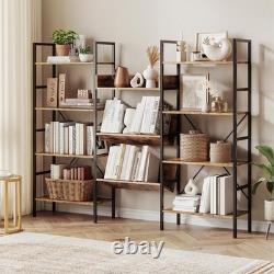 Large Bookshelf with 11 Shelves, Rustic Industrial Style Storage Display Case