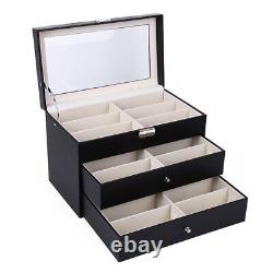 Large Capacity Storage Box Three-layer Glasses Watch Display Box Case Organizer