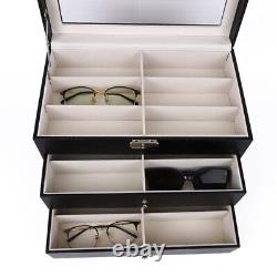 Large Capacity Storage Box Three-layer Glasses Watch Display Box Case Organizer