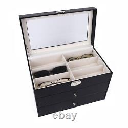 Large Capacity Storage Box Three-layer Glasses Watch Display Box Case Organizer