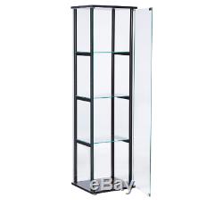Large Curio Cabinet Black With Glass Doors Display Case 4 Shelves Home Storage