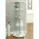 Large Curio Cabinet White With Glass Doors Display Case 4 Shelves Home Storage