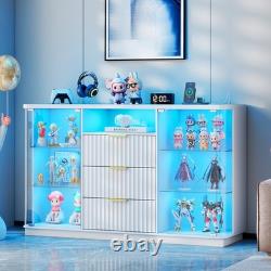 Large Display Case with LED Lights, Rounded Display Cabinet for Collectibles