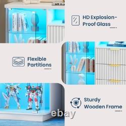 Large Display Case with LED Lights, Rounded Display Cabinet for Collectibles