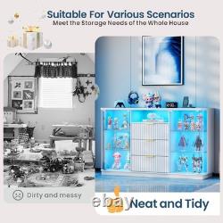 Large Display Case with LED Lights, Rounded Display Cabinet for Collectibles