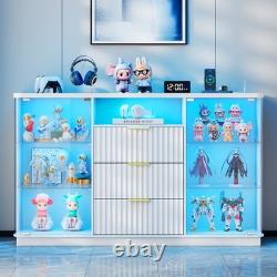 Large Display Case with LED Lights, Rounded Display Cabinet for Collectibles