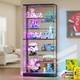 Large Glass Display Cabinet with RGB Lights & Doors for Collectibles, Figure