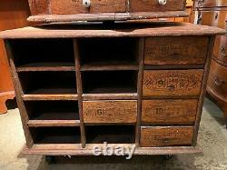 Large Hardware Store Revolving Multi-Drawer Octagonal Screw and Bolt Cabinet