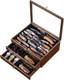 Large Knife Display Case, 3-Tier Pocket Knife Organizer and Storage Box with Tra