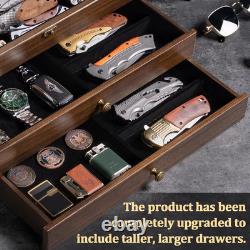 Large Knife Display Case, 3-Tier Pocket Knife Organizer and Storage Box with Tra