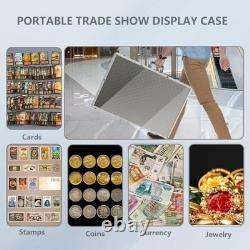 Large Lockable Aluminum Card Display Case 34x22, Portable Trade Show Storage f