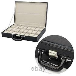 Large Portable 36 Slot Watch Box for Men Display Storage Case WithMetal Hinge