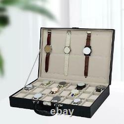 Large Portable 36 Slot Watch Box for Men Display Storage Case WithMetal Hinge