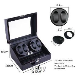 Leather Automatic Rotation 4+6 Watch Winder Storage Case Display Box