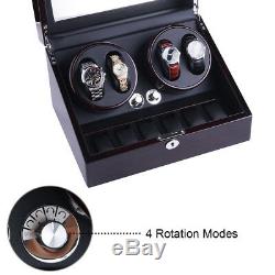 Leather Automatic Rotation 4+6 Watch Winder Storage Case Display Box