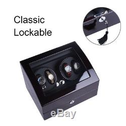 Leather Automatic Rotation 4+6 Watch Winder Storage Case Display Box