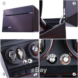 Leather Automatic Rotation 4+6 Watch Winder Storage Case Display Box