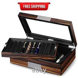 Lifomenz Co Pen Display Box Ebony Wood Pen Display Case, Fountain Pen Storage Pen