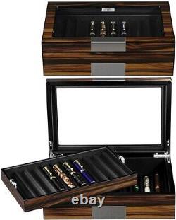 Lifomenz Co Pen Display Box Ebony Wood Pen Display Case, Fountain Pen Storage Pen