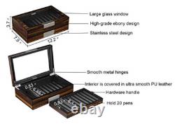Lifomenz Co Pen Display Box Ebony Wood Pen Display Case, Fountain Pen Storage Pen