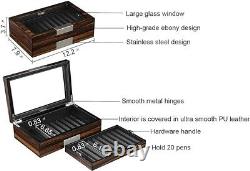 Lifomenz Co Pen Display Box Ebony Wood Pen Display Case, Fountain Pen Storage Pen