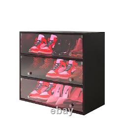 Light Shoe Box Three Layer Display Case with Glass Doors Storage Solution