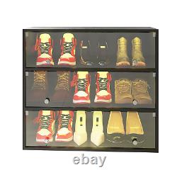 Light Shoe Box Three Layer Display Case with Glass Doors Storage Solution