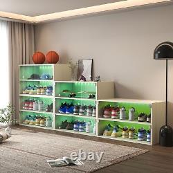 Light Shoe Storage Box Three Layer Glass Door Display Case