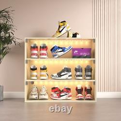 Light Shoe Storage Box Three Layer Glass Door Display Case