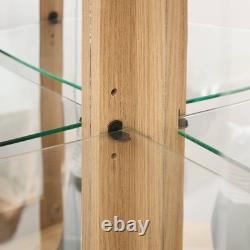 Lighted Corner Curio Cabinet Elegant Glass Display Case Wine Storage for Antique