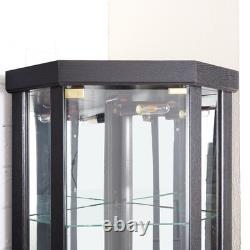 Lighted Corner Curio Cabinet Glass Display Case for Living Room & Bar Storage