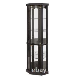 Lighted Corner Curio Cabinet Glass Display Case for Living Room & Bar Storage
