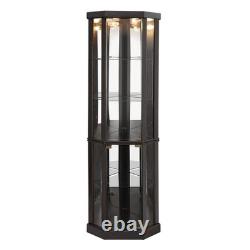 Lighted Corner Curio Cabinet Glass Display Case for Living Room & Bar Storage